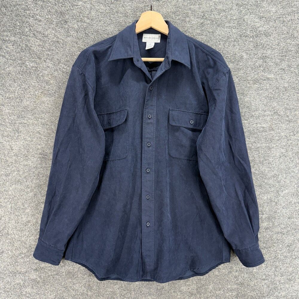 Knightsbridge Shirt Men S Small Blue Button Up Collared Long Sleeve Pockets